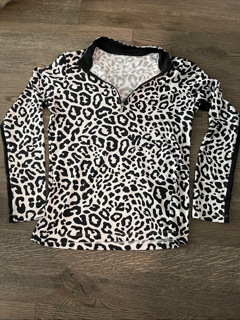 Tail Leopard-Print Quarter-Zip golf shirt - Black & Cream